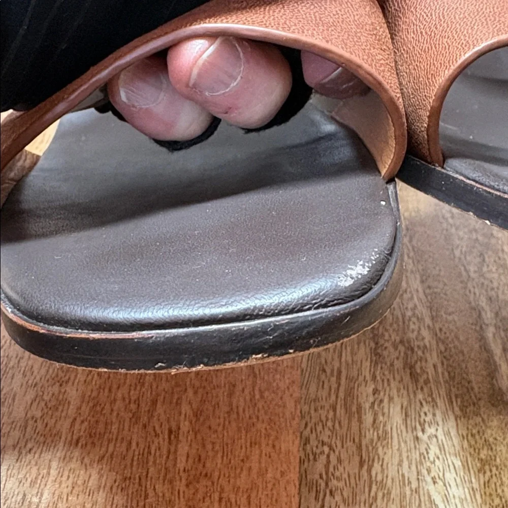 Clarks Brown Leather Block-Heeled Sandals Size 9.5